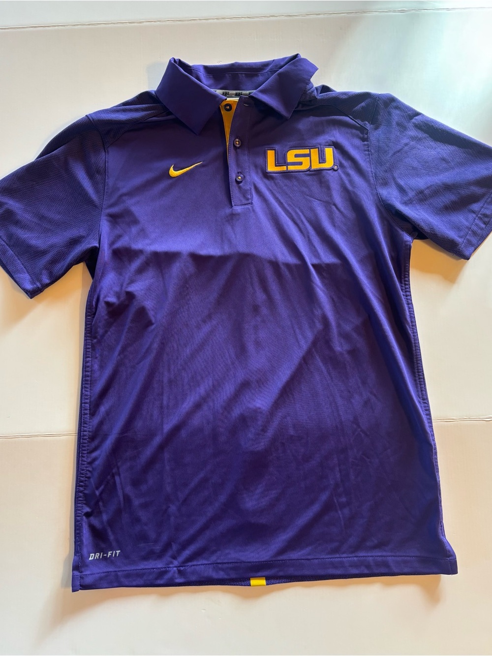 Nike Purple and Yellow LSU Men's Dri-FIT Polo